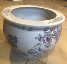 Mid 20th Century Asian Porcelain Fish Bowl Planter 10” Tall,12.5 Dia Stamped picture