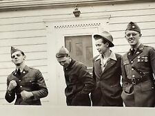 UF Photograph 1941 Handsome Group Military Men Uniforms Fedora Beanie Make Fist  picture