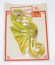 Vintage 1960's Acrylic Yellow Seahorse Shell Art Wall Plaque picture