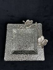New Michael Aram White Silver Square Glass & Nickleplate Orchid Snack Dish picture