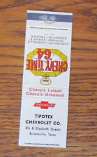 1964 TIPOTEX CHEVROLET CAR DEALER MATCHBOOK COVER: BROWNSVILLE, TX MATCHCOVER C5 picture