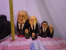 Russian Political Leaders Painted Matryoshka Nesting Wood 7 Doll Set picture