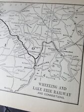 ◇ 1896 original train route map WHEELING & LAKE ERIE RAILWAY Clyde Lodi Cadiz OH picture