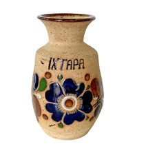 Vintage Handmade Folk Art Tonala Mexican Pottery Vase Marked Ixtapa 5.25