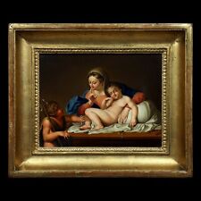 Antique 18th C Old Master Oil Painting after Carracci Virgin Mary & Christ picture