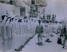 1934 Benito MUSSOLINI Inspecting Guard of Honor on Battleship PALO Press Photo picture