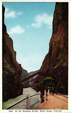 At The Hanging Bridge Royal Gorge Colorado C1930 WB Unposted Vintage Postcard picture