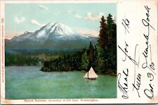 c1905 Mt Rainier Washington sail boat UDB Postcard J38 picture