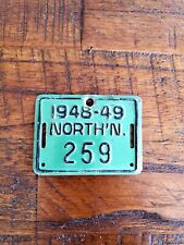 Vintage 1948-49 NORTH'N Northampton Pennsylvania Bicycle License Plate #259 picture