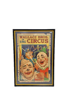 Vintage 1950s Wallace Bros. 3 Ring Circus Clown Poster Framed 43 x 32 x 2 picture