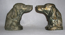Antique Dog Bookends Cocker Spaniel or Irish Setter Detailed Brass Cast Metal picture