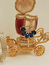 Luxury Sapphire Faberge Music ONE OF A KIND Trinket REal egg & Bracelet 24k GOLD picture