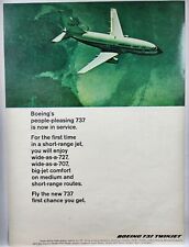 1968 Boeing 737 Twinjet Aerial View Vintage Print Ad Man Cave Poster Art 60's picture