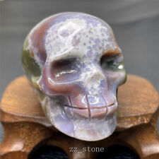 Top Natural Ocean Jasper Skull Carving Quartz Crystal Hand Carved Skull Reiki picture