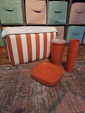 Vintage 70s Tupperware Picnic Padded Cooler Orange Stripe Collapsible picture