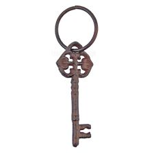 Small Skeleton Jailer's Key With Ring Cast Iron Rustic Antique Style Wall Decor picture