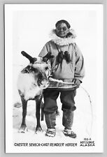 RPPC Reindeer Herder Chester Seveck Kotzebue Native Alaska Real Photo VTG Unused picture