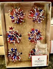 Storehouse Napkin Rings July 4th Patriotic Fireworks SET OF 6 - NIB picture