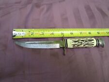 Vintage PIC Solingen Germany Fixed Blade Knife, Stag Handle 4 3/4