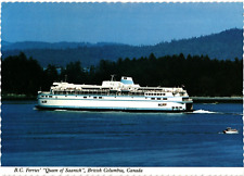 VTG Postcard Ferry Boat Queen Saanich Vancouver British Columbia Scalloped UNP picture