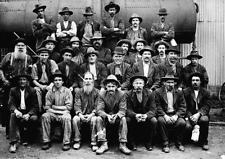 Bendigo Victoria 1911 - A group of railway workshop staff posed in- Old Photo picture