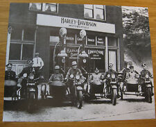 VINTAGE HARLEY DAVIDSON MOTORCYCLE SHOP PHOTOGRAPH PRINT ~ BIKES SIDECARS ~ OLD picture