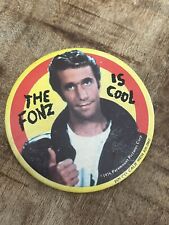 Vintage 1976 The Fonz is Cool Happy Days Collectible Pin Button Fonzie Winkler picture