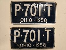 1958 Ohio License Plates Tag 100% All Original P-701-T-Vintage picture