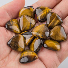 10 PCS Natural Yellow Tiger's Eye Heart Crystal Healing Reiki Stone 20x20x6mm picture