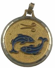 Vintage Zodiac Pices Enamel  Gold  Tone Medal picture