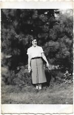 Lady Photograph Outdoors 1950s Pose Vintage Fashion 2 1/4 x 3 3/4 picture