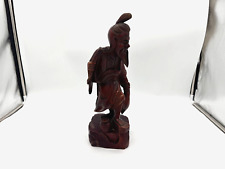 VTG Wood Carved Chinese Fisherman 14.5'' Heavy picture