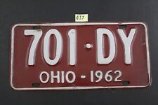 Vintage - 1962 OHIO LICENSE PLATE - 701 DY (A37 picture