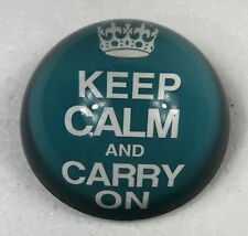 Keep Calm And Carry On Paper Weight Blue-Green Rounded 3