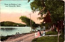 1914, Baldwin Lake, GREENVILLE, Michigan Postcard - E.C. Kropp picture