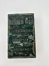 Antique Personalized Name Stamp Metal Wood Block Laurent Kimball Varnum picture