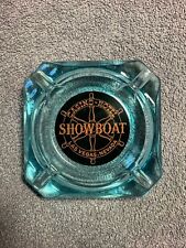 Vintage Showboat Casino Las Vegas NV Blue Glass Ashtray picture