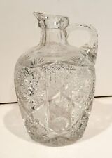 Very  Heavy  3 Lb. 11 Oz. Cut Glass Cider Whiskey Jug Facets & Starbursts 8