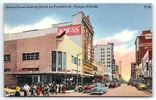 1950s TAMPA FL FRANKLIN STREET KRESS JJ NEWBERRY DEPARTMENT STORE POSTCARD P2717 picture