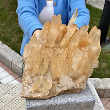 22.15LB Transparent, natural and beautiful YELLOW quartz crystal cluster picture