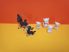 Vintage Bone China Miniature Donkey Family of Two & Set of 4 Piglets (No Chips) picture