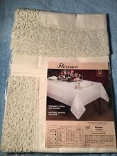 KODEL Vintage Mid Century Tablecloth NEW  Oblong 52x 70 Beige Lace Edging picture