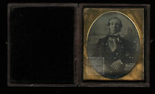 Early 1840s 1/6 Daguerreotype Photo Man in Front of Painted Backdrop picture