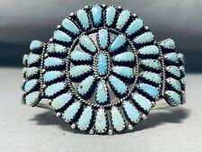 IMPORTANT AUTHENTC LARRY MOSES VINTAGE NAVAJO TURQUOISE STERLING SILVER BRACELET picture