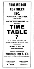BURLINGTON NORTHERN INC,PORTLAND -SEATTLE REGION SPP DIVISION ,TIME TABLE 7 picture