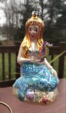 MERMAID BLOWN GLASS CHRISTMAS TREE ORNAMENT - HAND PAINTED picture