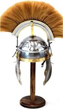 Medieval Roman Centurion Helmet with Black Plume Crest, Chrome, 17.5