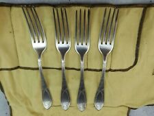 Antique 1834 J. RUSSELL & CO. Silver-Plated Forks - Lotus Pattern, Felt Carrier picture