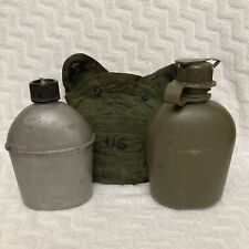 VTG 2 Army Canteens with M-1967 Cover - Metal Volrath 1945 & US Say 77 Plastic picture