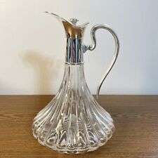 Vintage Lancel Paris Ribbed Glass Wine Decanter  Silverplate Top & Stopper picture